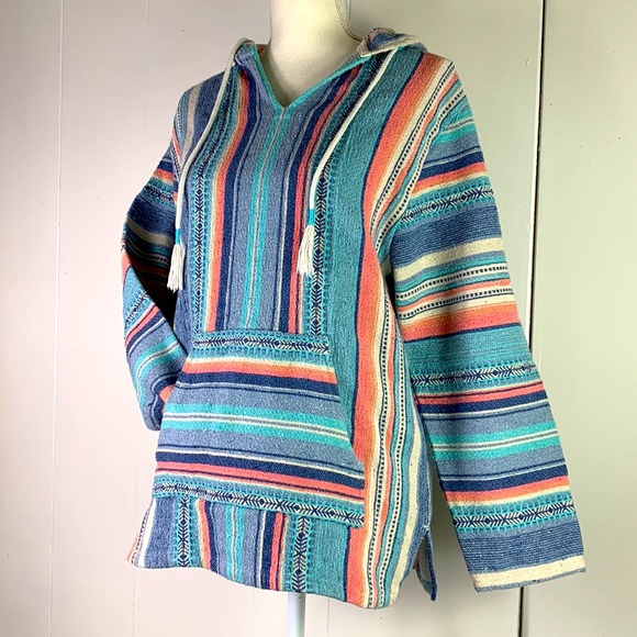 Beach Life By Ladrft Baja Poncho Hoodie - Size Junior Large - Picture 2 of 12
